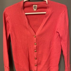 Pink Sweater Gold buttons